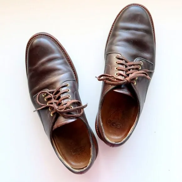 UGG Men's Dark Brown Leather Lace-up Casual Shoes Size 9