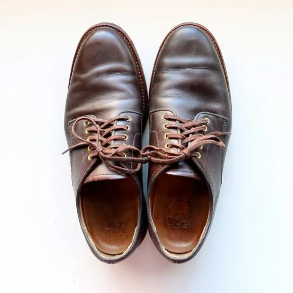 UGG Men's Dark Brown Leather Lace-up Casual Shoes Size 9
