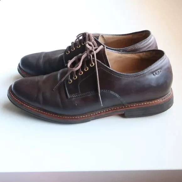 UGG Men's Dark Brown Leather Lace-up Casual Shoes Size 9
