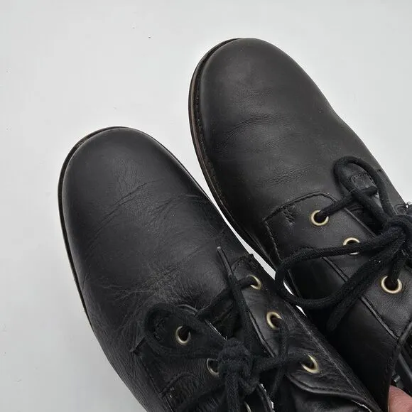 UGG Shoes Mens 11 Black Klayton Oxford Loafer Slip On Leather Lace Up Shearling