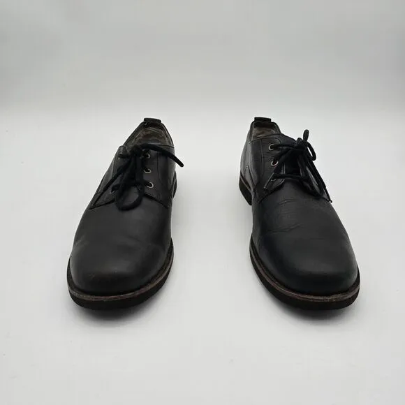 UGG Shoes Mens 11 Black Klayton Oxford Loafer Slip On Leather Lace Up Shearling