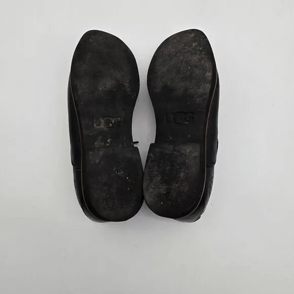 UGG Shoes Mens 11 Black Klayton Oxford Loafer Slip On Leather Lace Up Shearling
