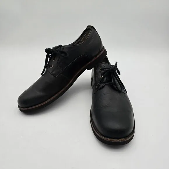 UGG Shoes Mens 11 Black Klayton Oxford Loafer Slip On Leather Lace Up Shearling