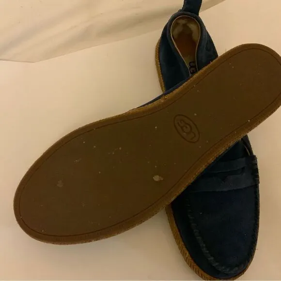 UGG Shoes Womens 10 Charlie Slip On Loafers 1019131 Blue Suede Low Top Round