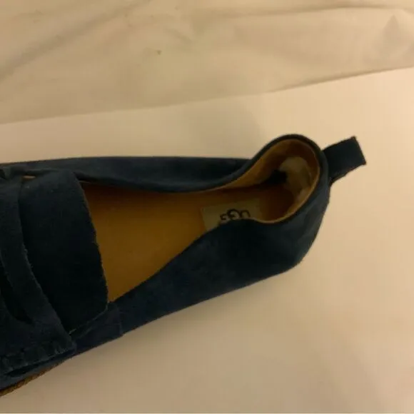 UGG Shoes Womens 10 Charlie Slip On Loafers 1019131 Blue Suede Low Top Round