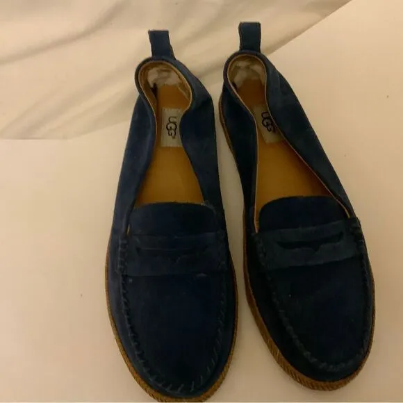 UGG Shoes Womens 10 Charlie Slip On Loafers 1019131 Blue Suede Low Top Round
