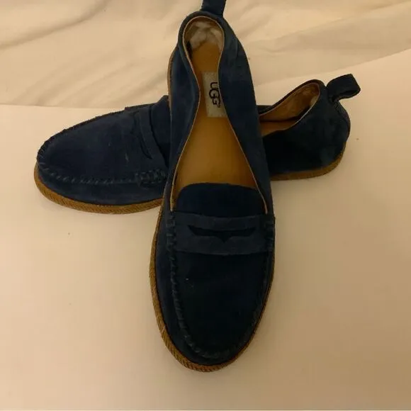 UGG Shoes Womens 10 Charlie Slip On Loafers 1019131 Blue Suede Low Top Round