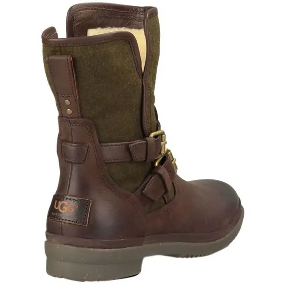 UGG Simmens Leather Waterproof Boots Brown and Green Size 8