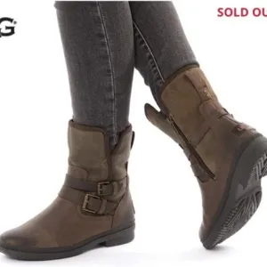 UGG Simmens Leather Waterproof Boots Brown and Green Size 8