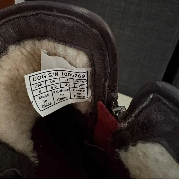 UGG Simmens Leather Waterproof Boots Brown and Green Size 8