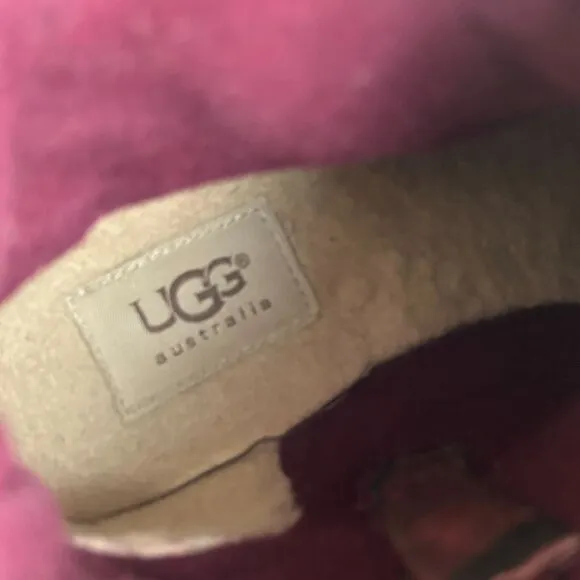 UGG Simmens Waterproof Biker Boots Womens 8 Black Leather Pull On Shearling