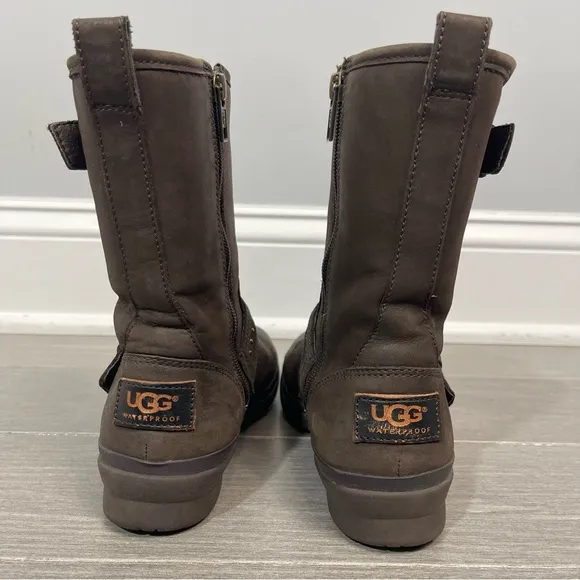 UGG Women's Jenise Winter Waterproof Insulated Rain Boots Stout Brown Size 5M US