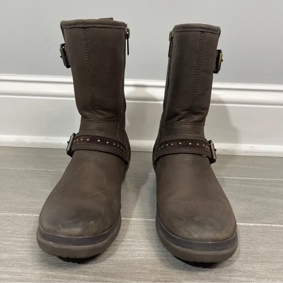 UGG Women's Jenise Winter Waterproof Insulated Rain Boots Stout Brown Size 5M US