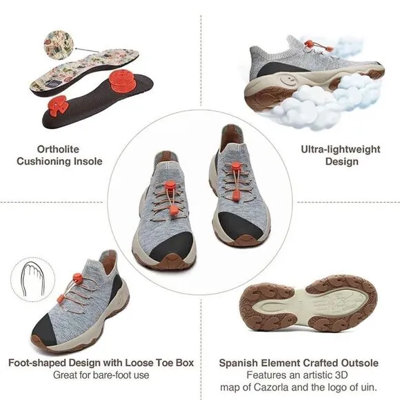 UIN Women's Walking Travel Shoes  Comfort Hiking Sneaker (Silver - Cazorla)
