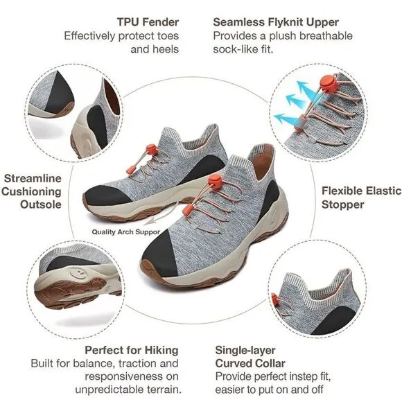 UIN Women's Walking Travel Shoes  Comfort Hiking Sneaker (Silver - Cazorla)