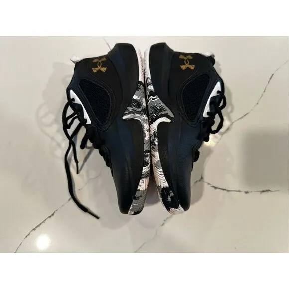 Under Armour Lockdown 6 Basketball Shoes Black Gold Youth Sz 4