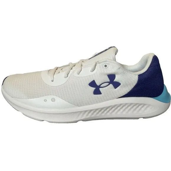 Under Armour Mens Size 9.5 Charged Pursuit 3 White Sonar Blue Running Shoes