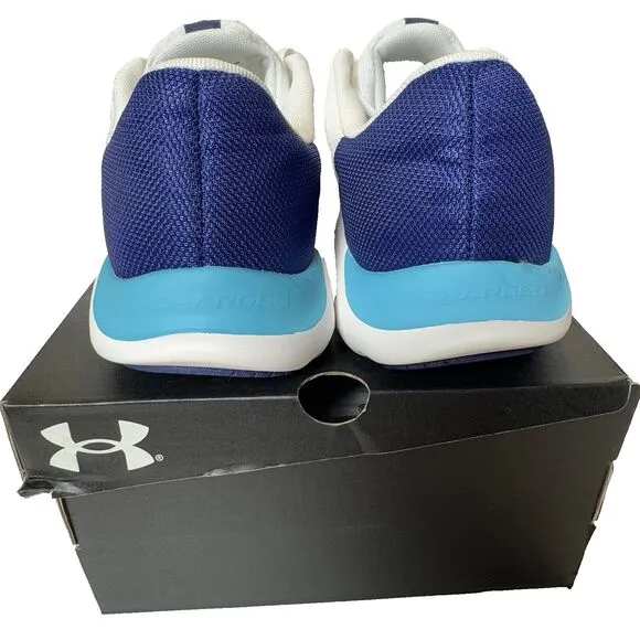 Under Armour Mens Size 9.5 Charged Pursuit 3 White Sonar Blue Running Shoes