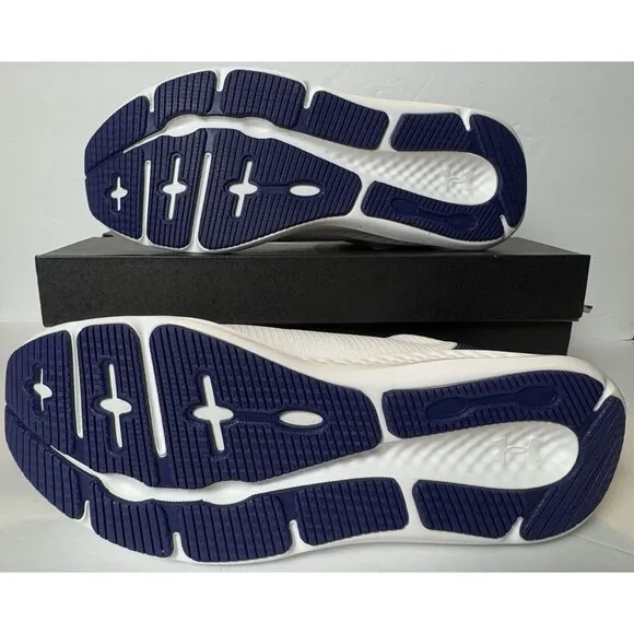 Under Armour Mens Size 9.5 Charged Pursuit 3 White Sonar Blue Running Shoes