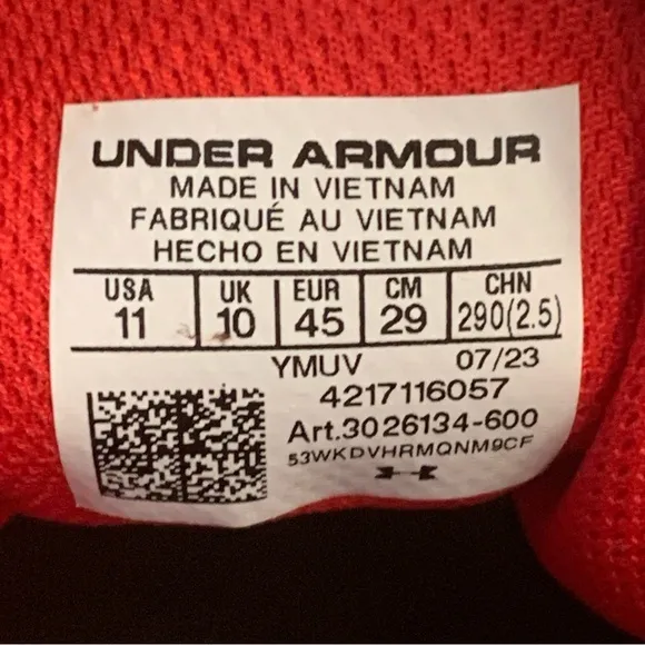 Under Armour UA‎ Mens Size HOVR Intake 6 Running Shoes 3026134-600 Sizes 11