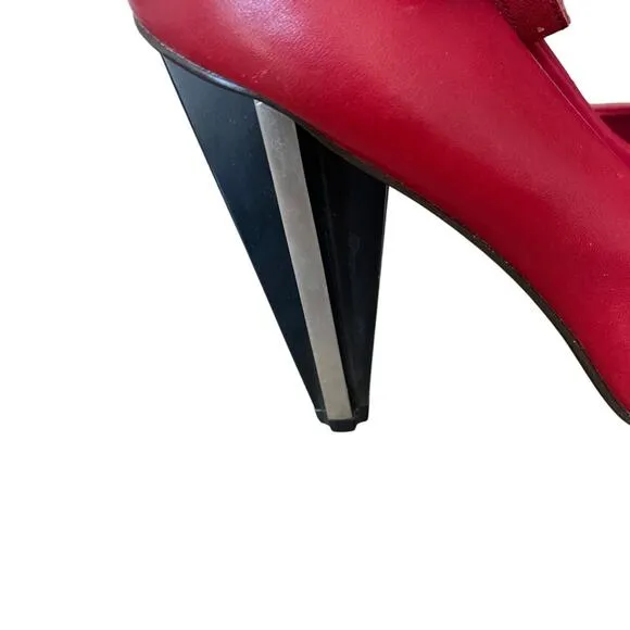United Nude Red Leather Ankle Strap Metal HeelSize 37 US 6.5