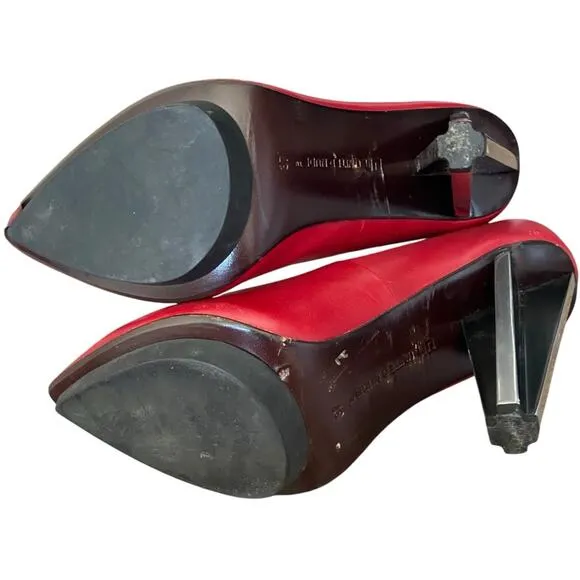 United Nude Red Leather Ankle Strap Metal HeelSize 37 US 6.5