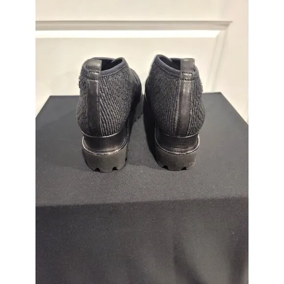 United Nude Wedge Shoes Women's Sz 7.5 Slip On Black Silver Stretch