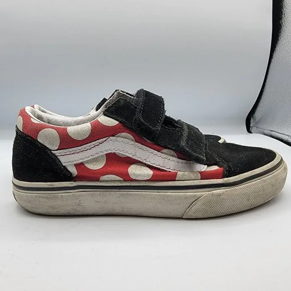 Vans Disney Minnie Mouse Polka Dot Red Black Old Skool Sneaker Kids Size 13.5