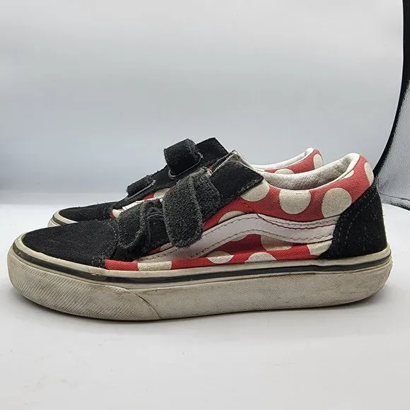 Vans Disney Minnie Mouse Polka Dot Red Black Old Skool Sneaker Kids Size 13.5