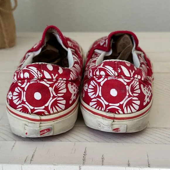 Vans Duke Kahanamoku Surfer Slip-on Red Shoes Size Mens Sz 8 Womens Sz 9.5