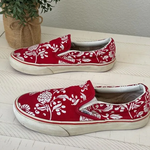 Vans Duke Kahanamoku Surfer Slip-on Red Shoes Size Mens Sz 8 Womens Sz 9.5