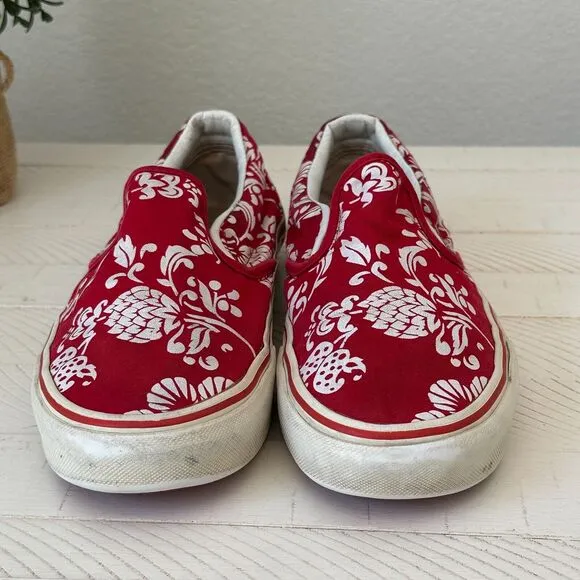 Vans Duke Kahanamoku Surfer Slip-on Red Shoes Size Mens Sz 8 Womens Sz 9.5