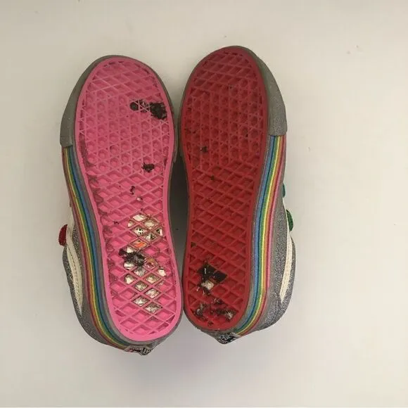 Vans *Flour Shop* rainbow glitter pride Velcro strap sneaker skate shoes