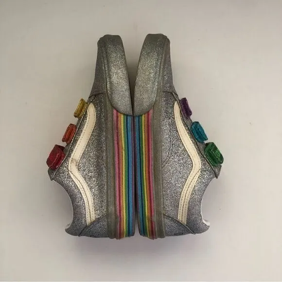 Vans *Flour Shop* rainbow glitter pride Velcro strap sneaker skate shoes