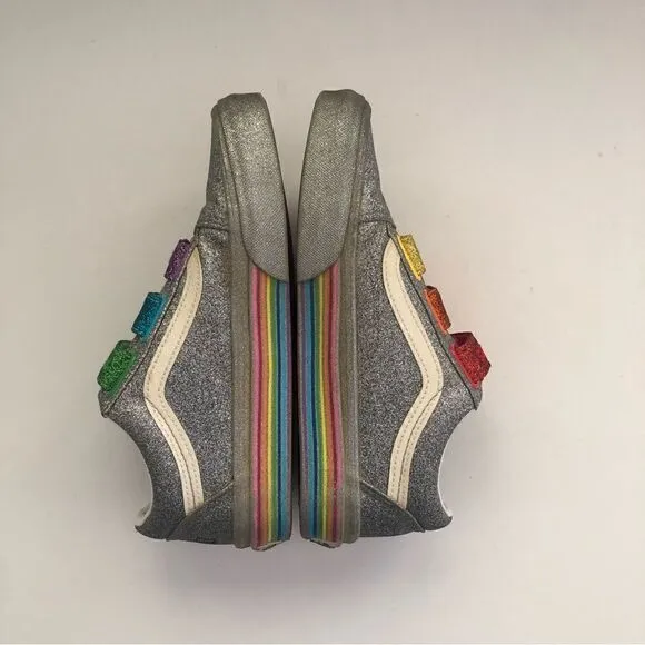 Vans *Flour Shop* rainbow glitter pride Velcro strap sneaker skate shoes