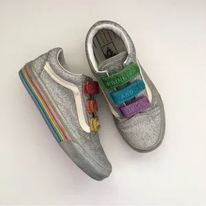Vans *Flour Shop* rainbow glitter pride Velcro strap sneaker skate shoes