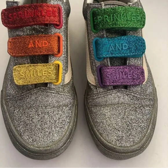 Vans *Flour Shop* rainbow glitter pride Velcro strap sneaker skate shoes