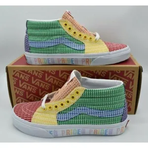 Vans Mens Size 10 Sk8-Mid True White Multicolor Pride Casual Shoes Sneakers