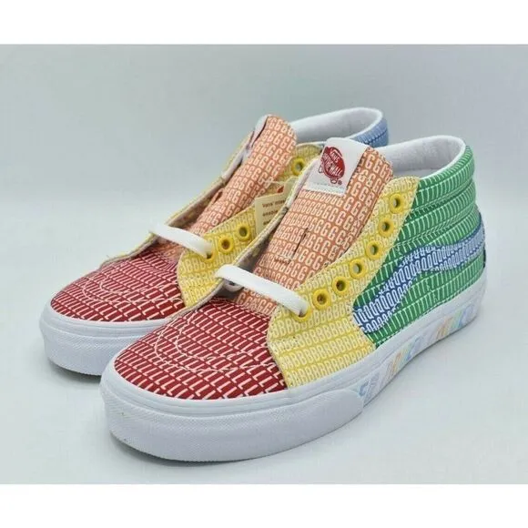 Vans Mens Size 10 Sk8-Mid True White Multicolor Pride Casual Shoes Sneakers