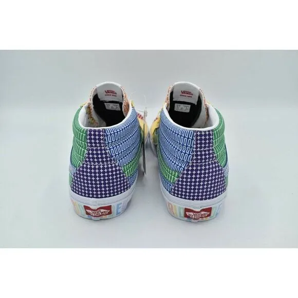 Vans Mens Size 10 Sk8-Mid True White Multicolor Pride Casual Shoes Sneakers