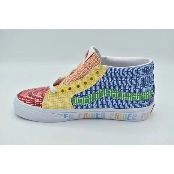 Vans Mens Size 10 Sk8-Mid True White Multicolor Pride Casual Shoes Sneakers
