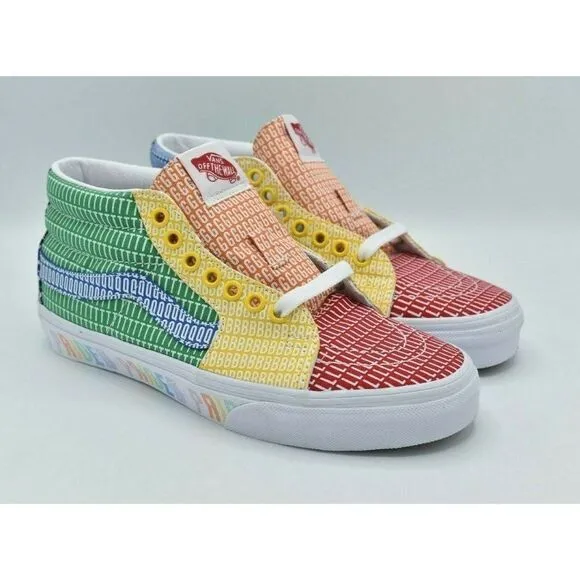 Vans Mens Size 10 Sk8-Mid True White Multicolor Pride Casual Shoes Sneakers