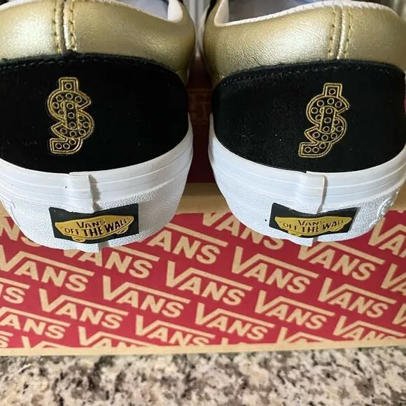 Vans Pro x Shake Junt slip on skate black/gold shoes  men size 7.5 NIB.