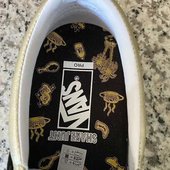 Vans Pro x Shake Junt slip on skate black/gold shoes  men size 7.5 NIB.