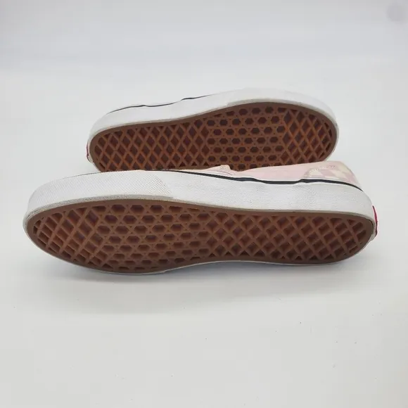 Vans Shoes Youth 3 Girl Classic Off The Wall Slip On White Pink Checkerboard