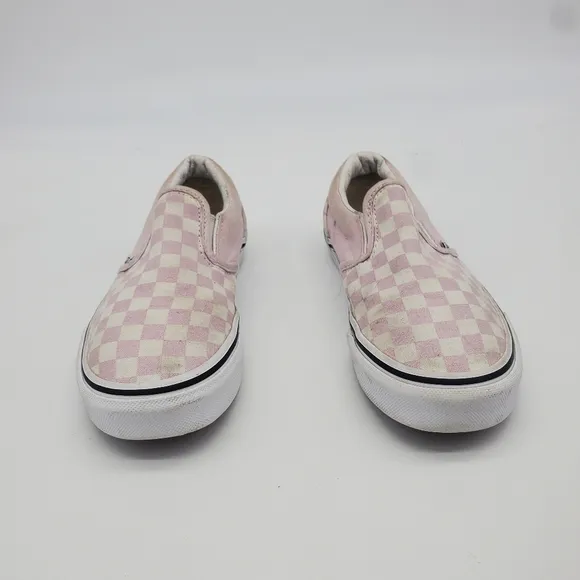 Vans Shoes Youth 3 Girl Classic Off The Wall Slip On White Pink Checkerboard