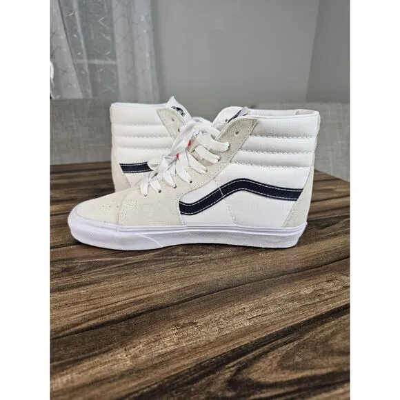 Vans SK8-Hi Cream Blue Casual Suede Skate Shoes Sneakers Mens 6 Women's 7.5