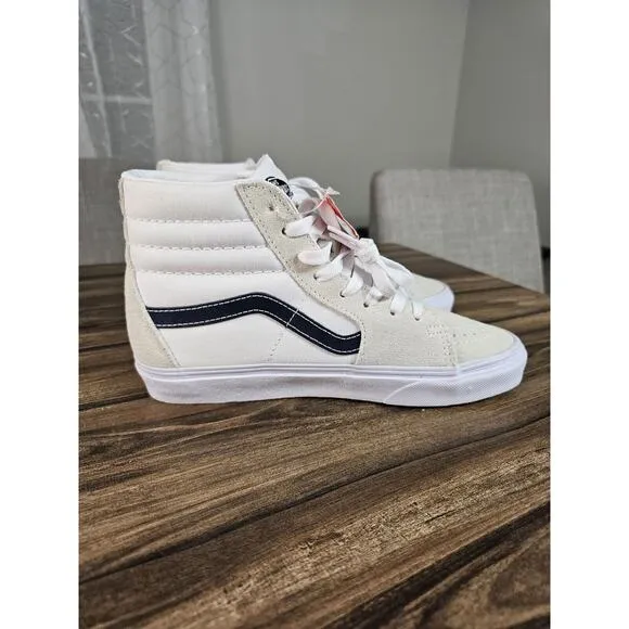 Vans SK8-Hi Cream Blue Casual Suede Skate Shoes Sneakers Mens 6 Women's 7.5