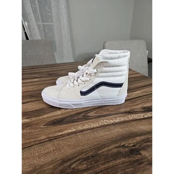 Vans SK8-Hi Cream Blue Casual Suede Skate Shoes Sneakers Mens 6 Women's 7.5