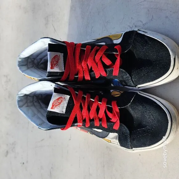 VANS SK8-HI USED SIZE 8 DISNEY MICKEY AND FRIENDS BLACK BEIGE